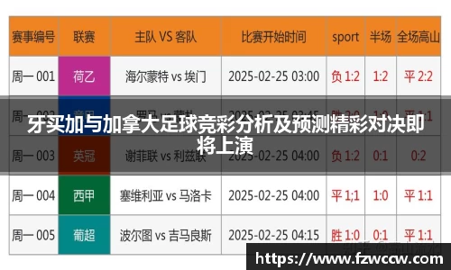 牙买加与加拿大足球竞彩分析及预测精彩对决即将上演